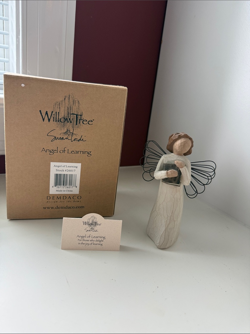 Willow Tree Angel of Learning Figurine - Cream, Black, Brown